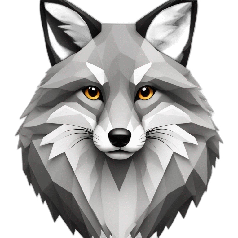 Fox geometric lines black white emoji