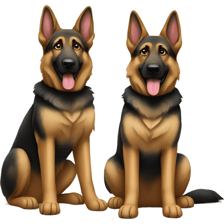 Two German shepherd dogs sitting full body emoji