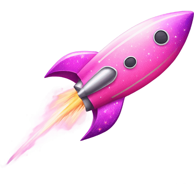 Pink ombre rocket ship with glitter  emoji