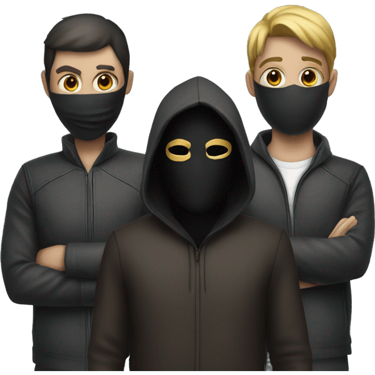 masked thief standing behind 2 people  emoji