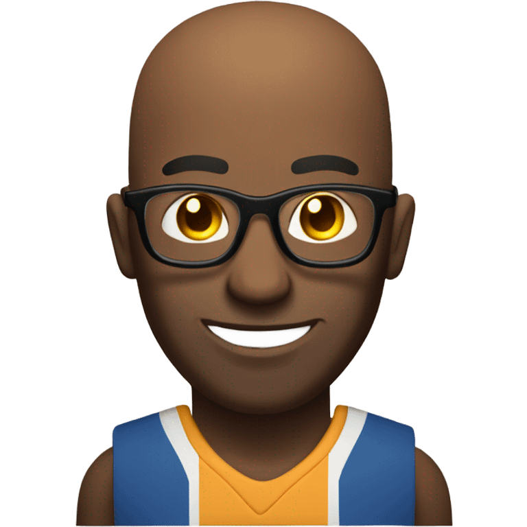 Bald brown skin guy with glasses and 5 o clock shadow playing volleyball  emoji