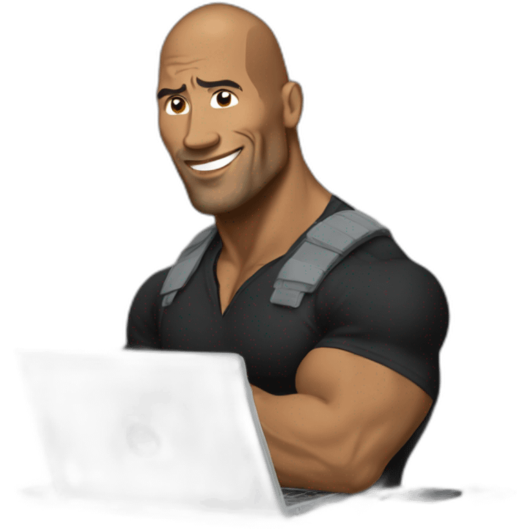 The rock with laptop emoji