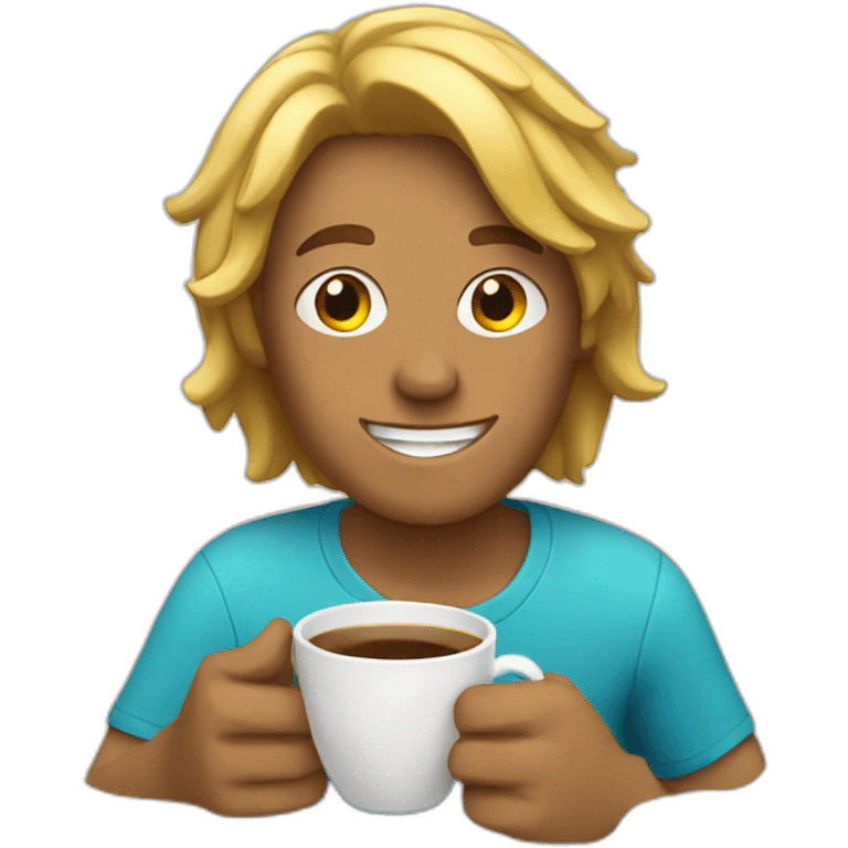 Surfer drinking coffee emoji