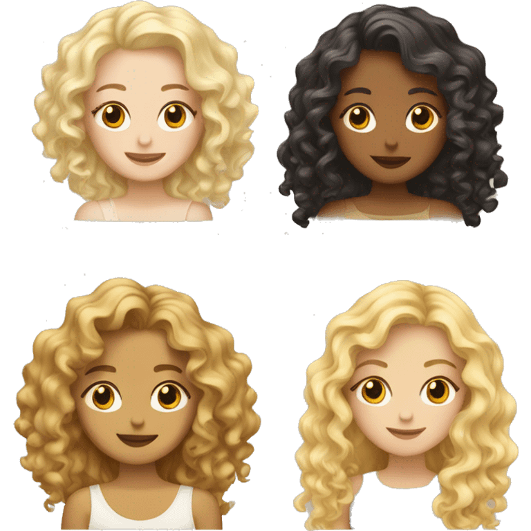 two girls one with strait blonde hair and the second with wavy kind of curly hair emoji