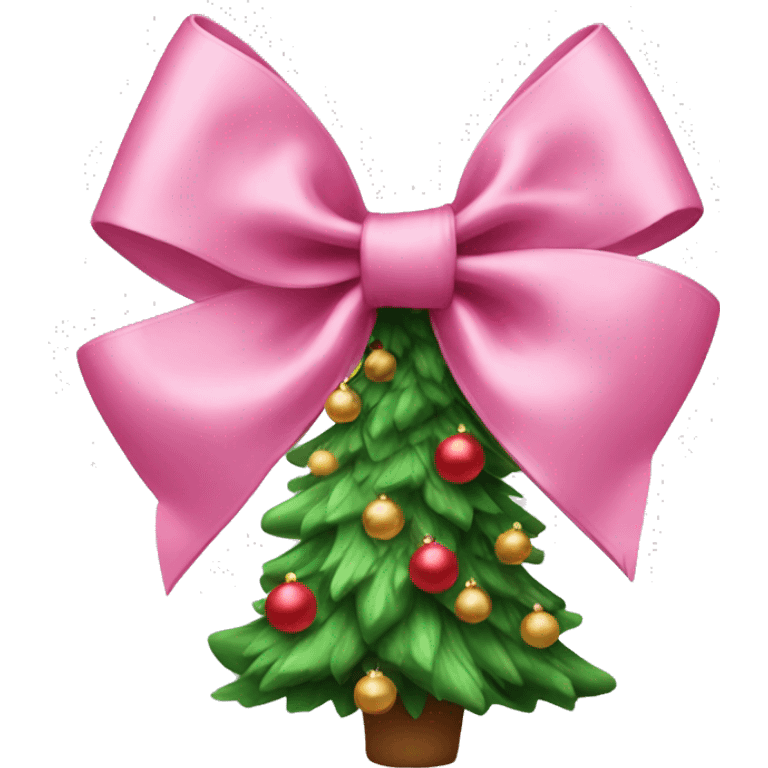 pink christmas bow christmas tree emoji