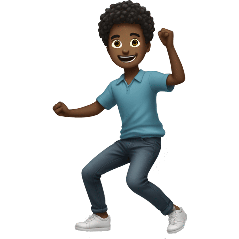 Boy dancing with full vibe emoji