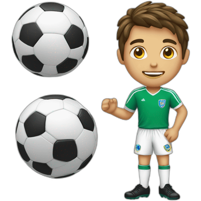 Joven con cresta con balón de soccer emoji