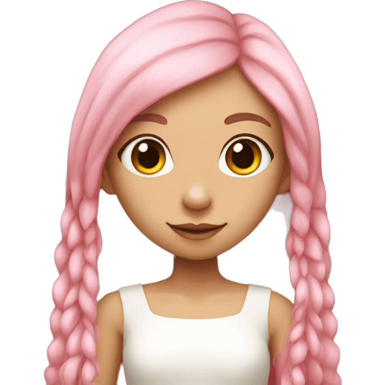 tan-skinned elf girl with long pink hair and white top emoji