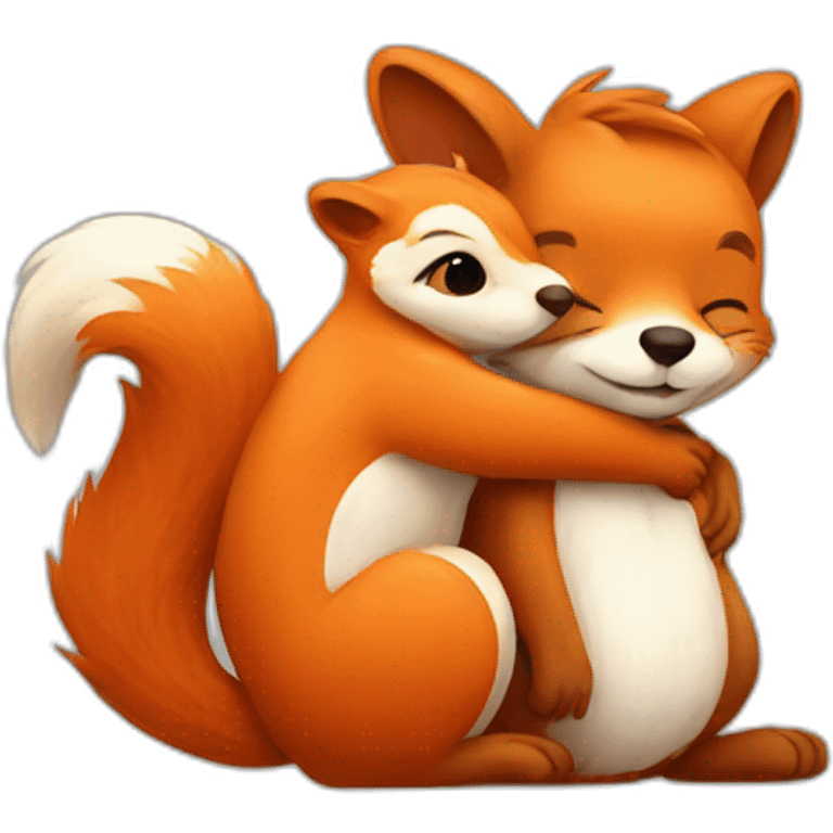 squirrel hugging fox emoji