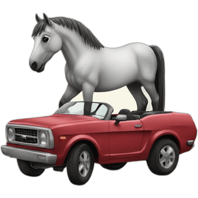 Horse on car emoji