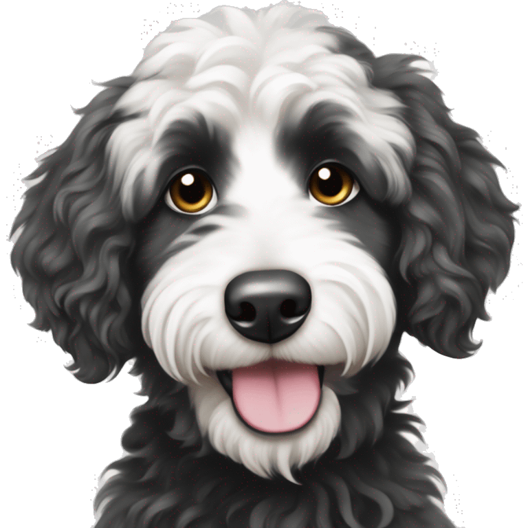 Black and white Aussiedoodle emoji