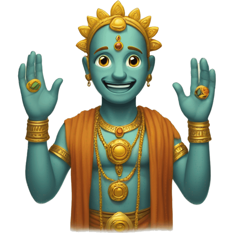 vishnu smiley with multplie hands like a sun emoji