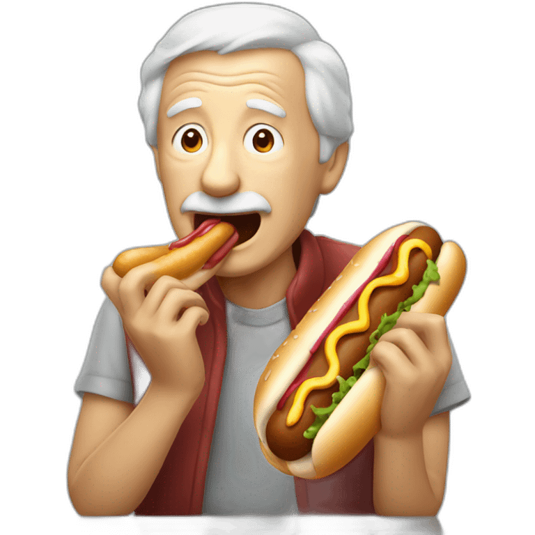 old man eating hotdog emoji