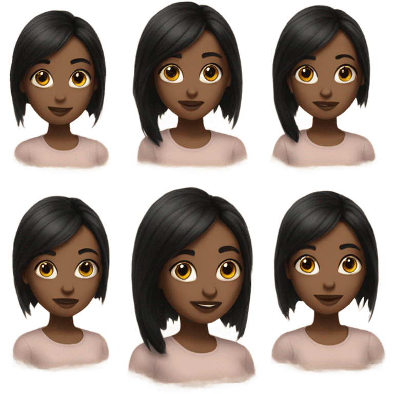 realistic portrait of a girl black hair emoji