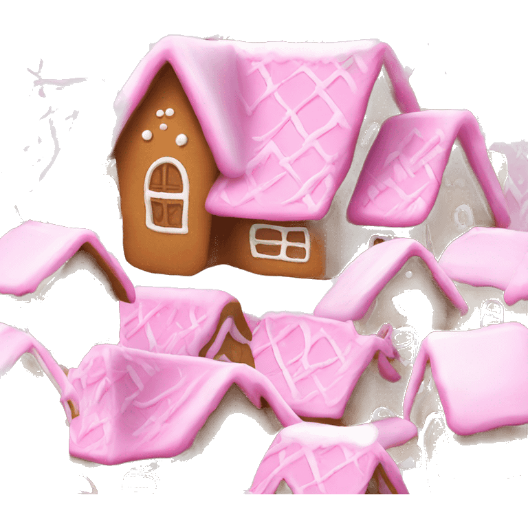 Gingerbread house pink emoji