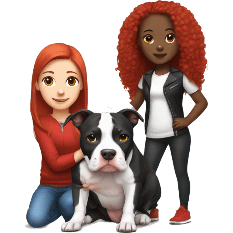 Black and white pitbull with red head girl owner emoji