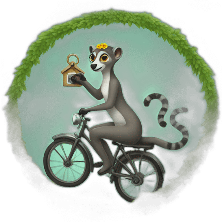 woman-riding-lemur-with-keys-and-wreath emoji