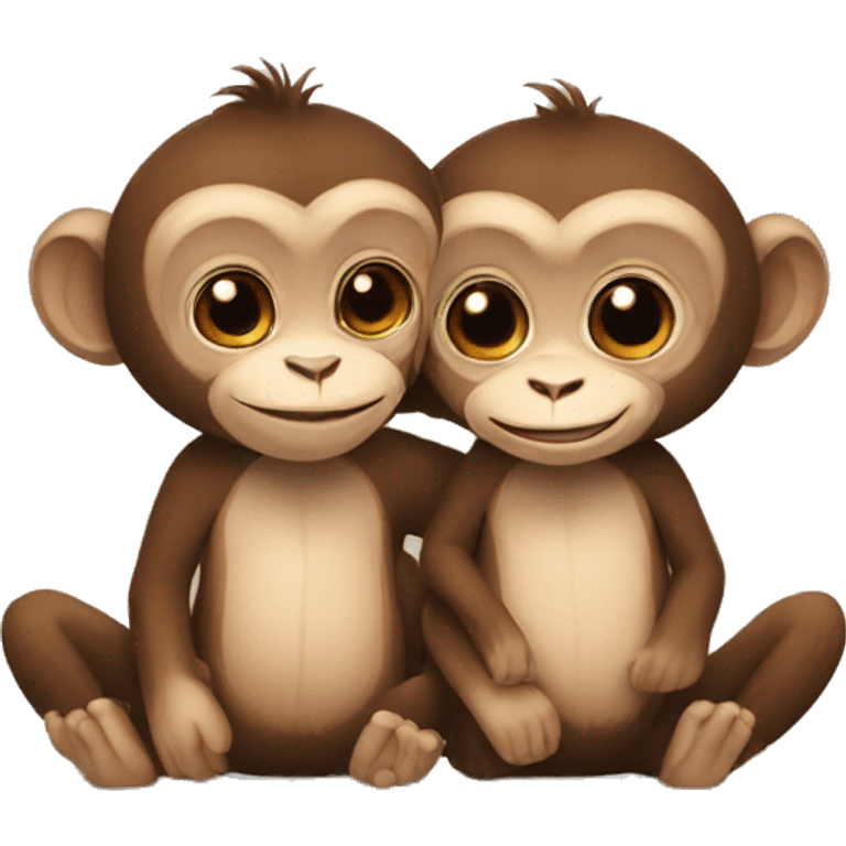 monkey couple being in love emoji