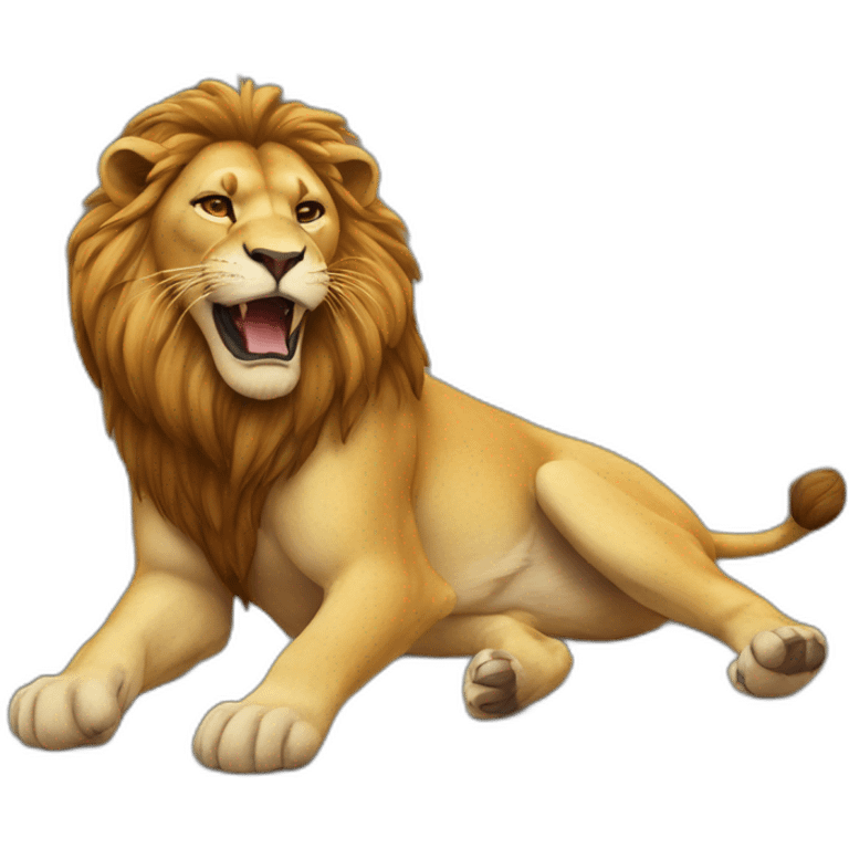 supine lion playing emoji