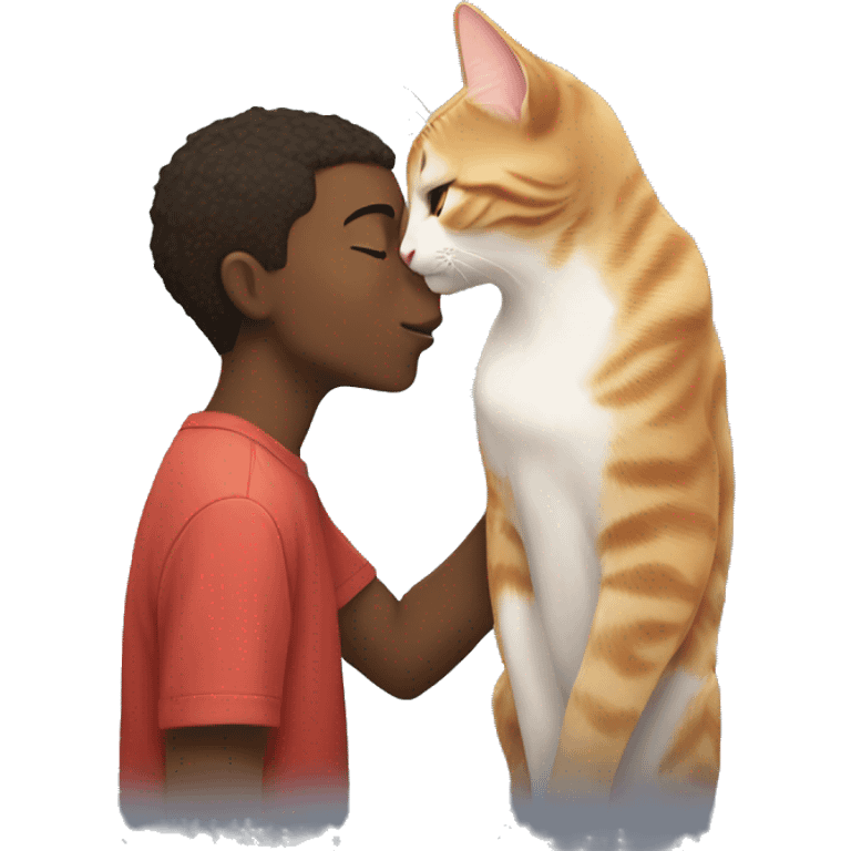 cat kisses boy emoji