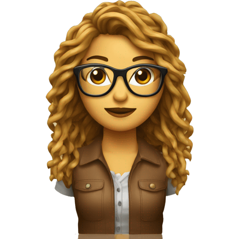 Chica con moño alto castaña con gafas de pasta marrones emoji