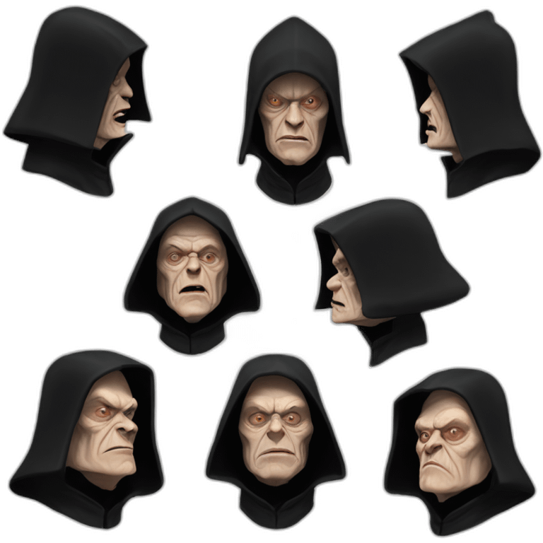 Emperor Shiev Palpatine (scarred and deformed, black hood, robe) Star Wars The return of the jedi emoji