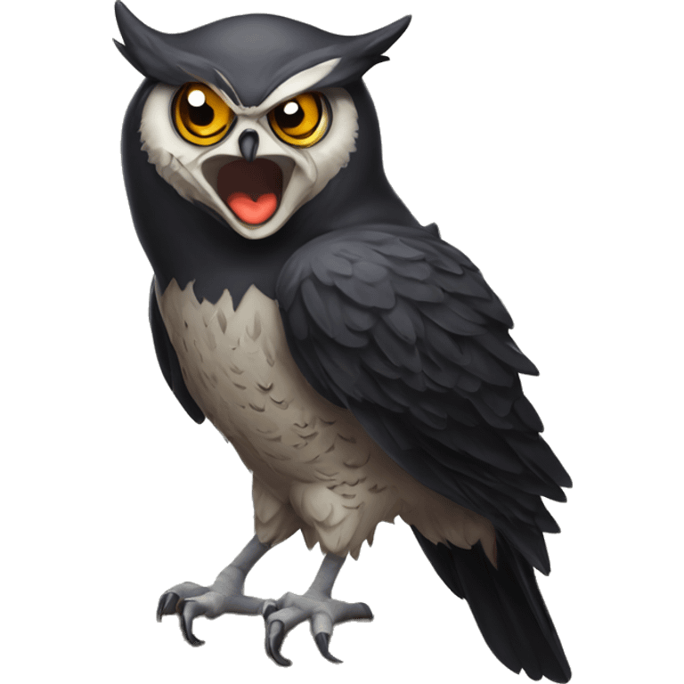 owl giving middle finger to a crow who is extremely mad emoji