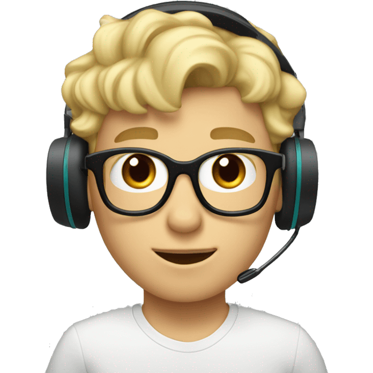 blonde boy front curl with glasses and headset emoji