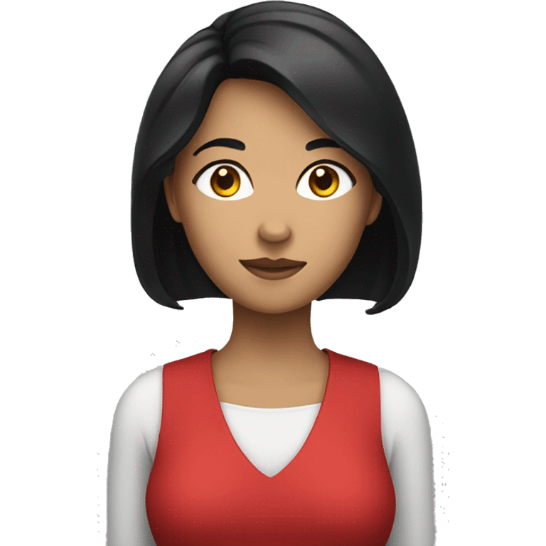 A woman with black hair and a red shirt emoji