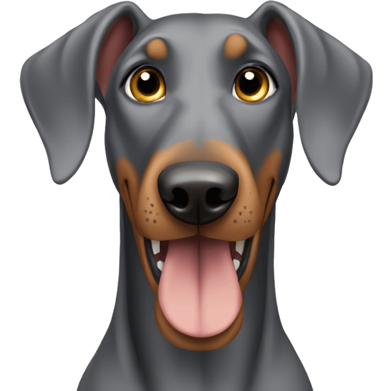 Grey doberman floppy ears cartoon like emoji