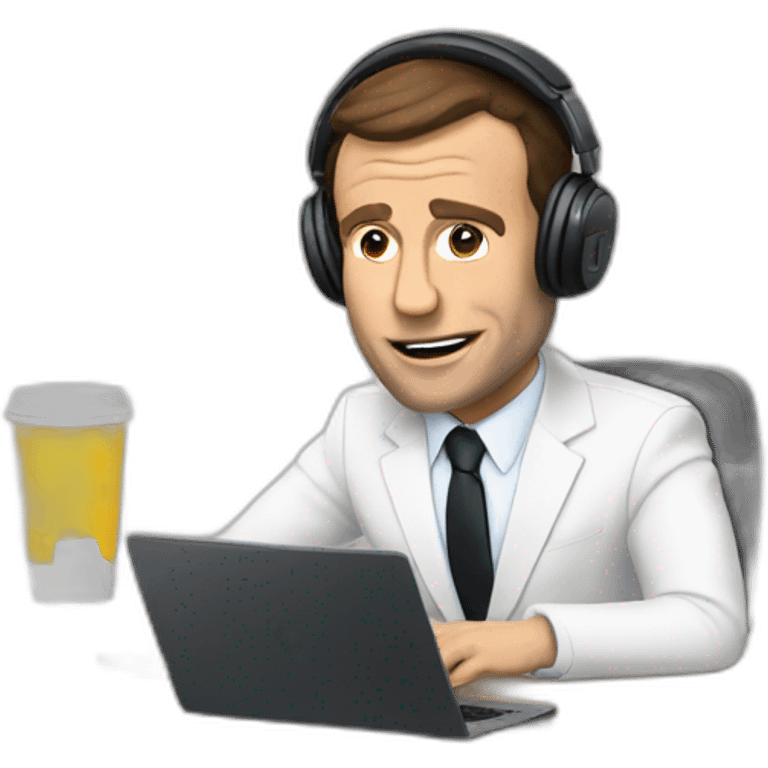 macron doing a podcast  emoji