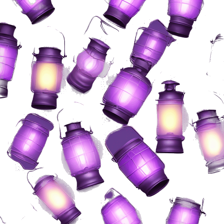 Realistic camping light purple lit camping lantern lisolated. emoji