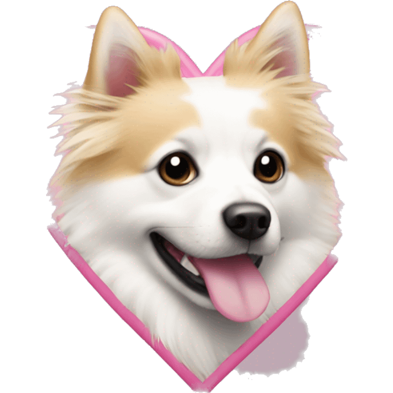 White and blonde spots spitz in a pink heart emoji