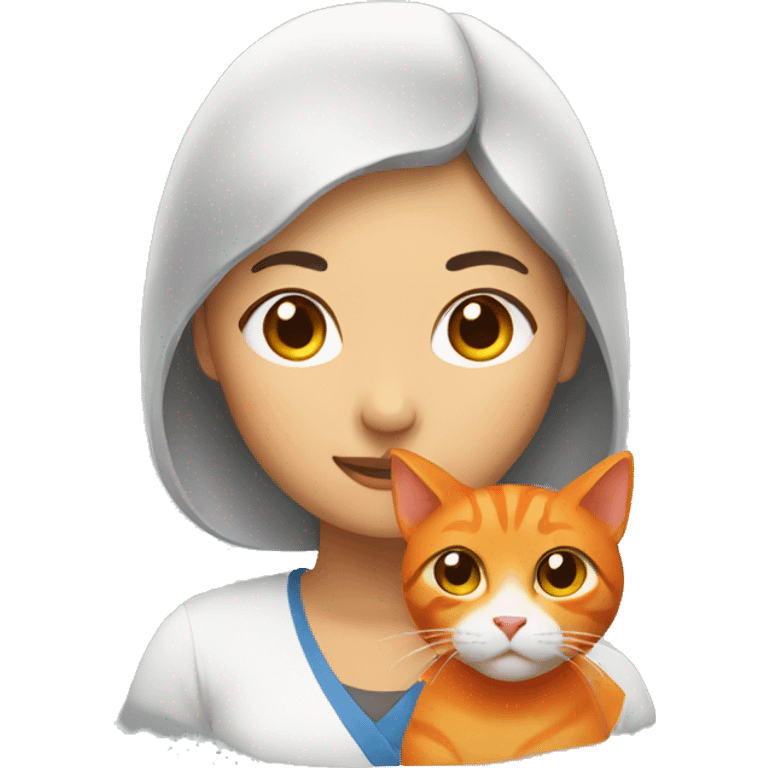 Asian woman with orange cat emoji