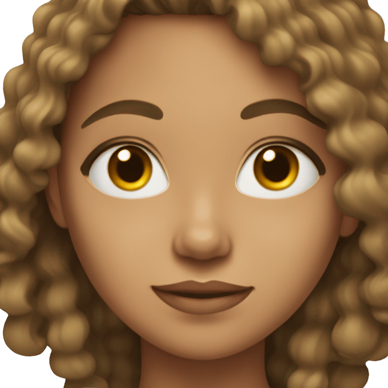 A young woman with light brown skin, black curly long hair emoji