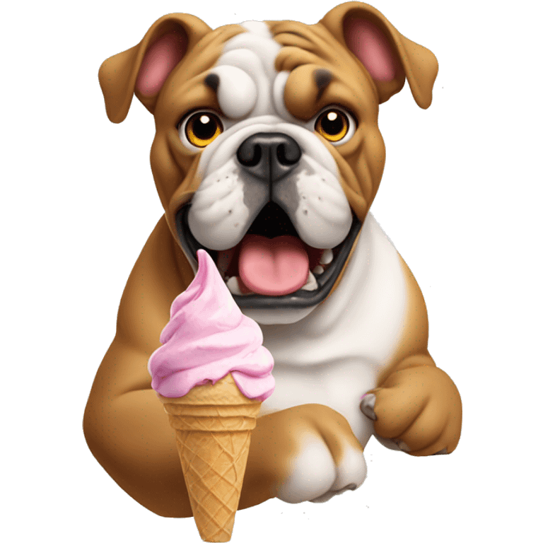 Bulldog eating ice cream emoji