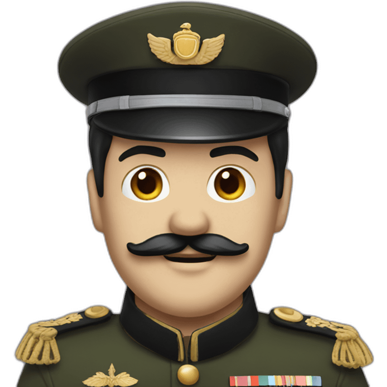 man with moustache like chaplin black hair and a militar uniform emoji