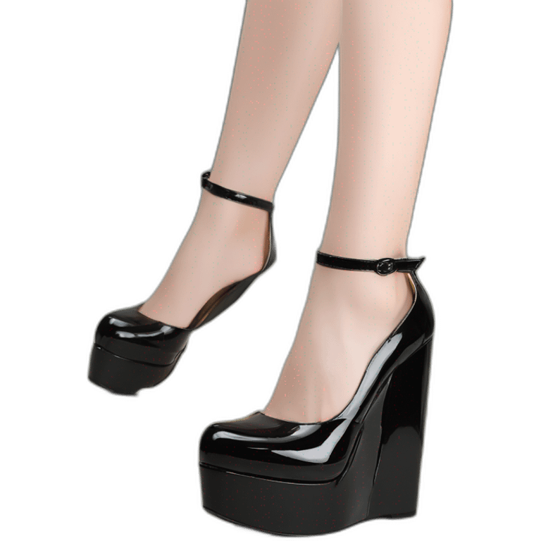 One view back Black Patent Leather Daffodile Platform Heels emoji