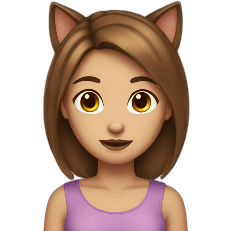 Cat girl brown hair emoji