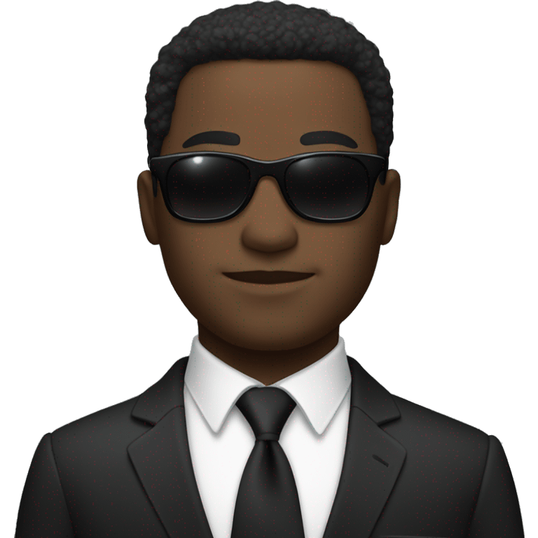 Black man in suit with black sunglasses, from the waist up emoji