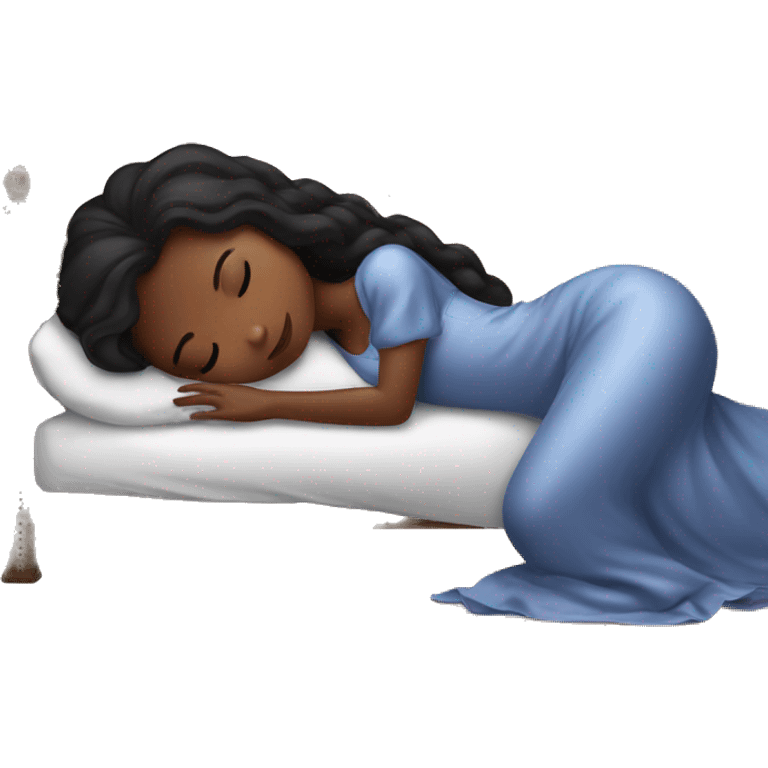 sleeping beauty brunette black girl with a silk pillow emoji