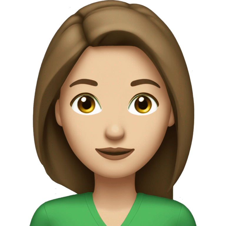 pretty middle age woman with kelly green eyes and shoulder length straight brown hair casual emoji