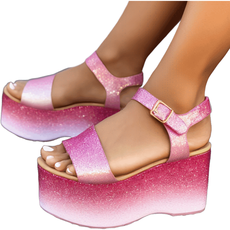 Pink ombre platform-sandals with glitter  emoji