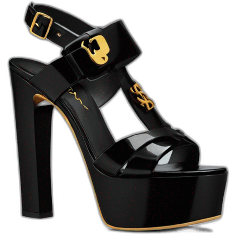 Ysl TRIBUTE heel SANDAL black PATENT LEATHER emoji