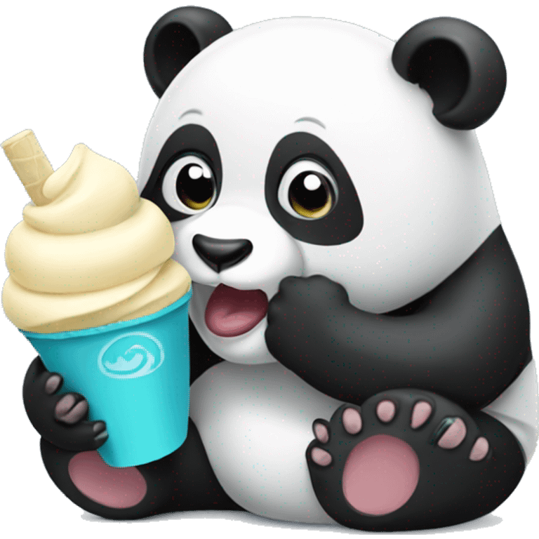 Panda eating ice cream emoji