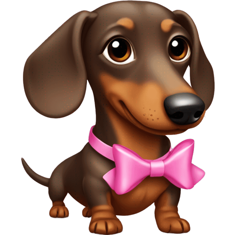 Dachshund wiener dog with a pink bow emoji