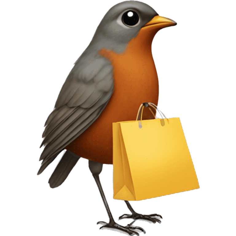 robin wandering shopping street emoji