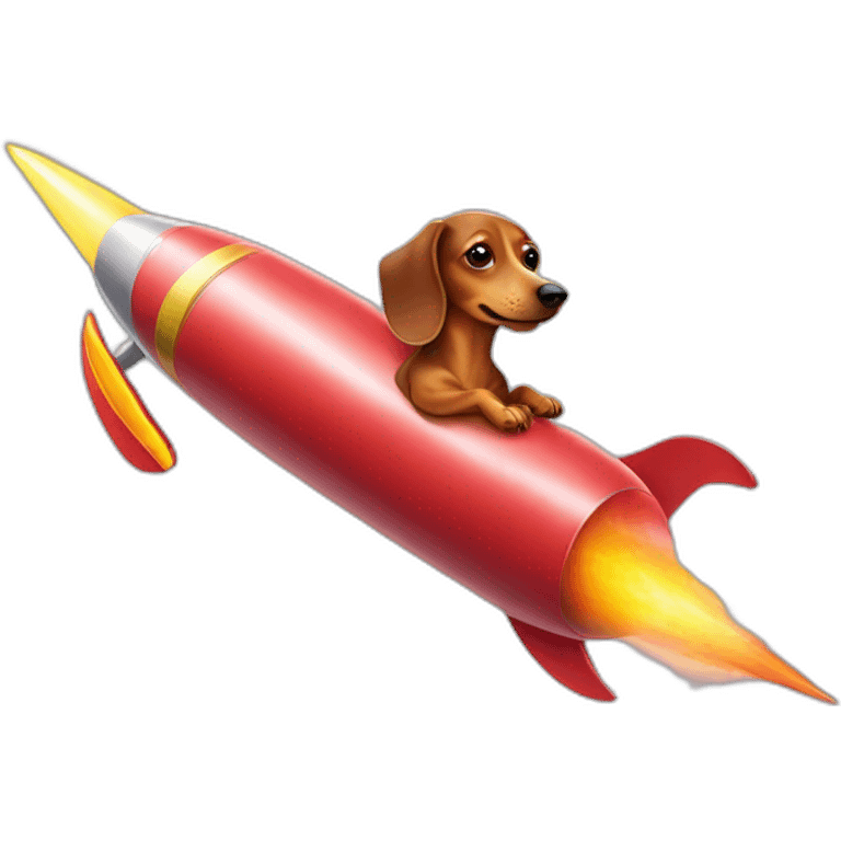 dachshund riding rocket emoji