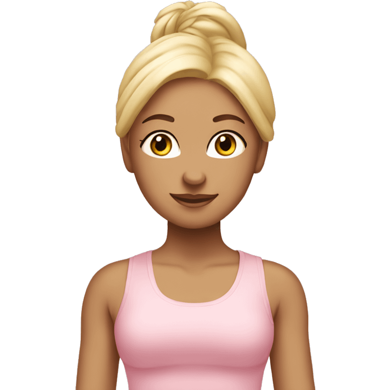 blonde yoga girl light pink clothes n emoji