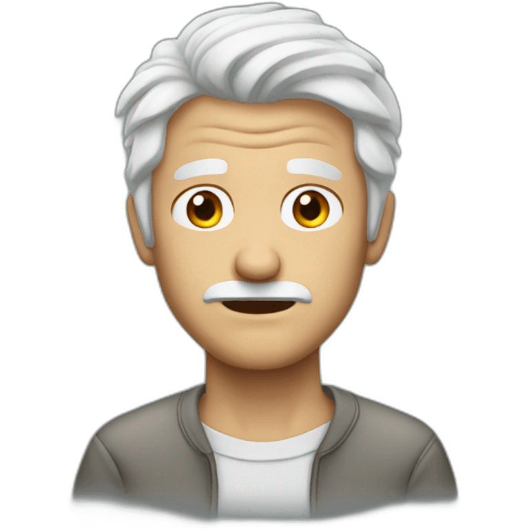 confused white haired man without mustache emoji